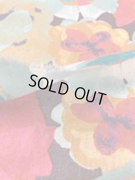 画像5: 生地:フラワー柄綿レーヨン(茶/赤) (5)