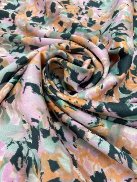 画像5: 生地:花柄ポリストレッチ生地 (ピンク) (5)