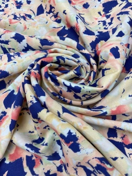 画像5: 生地:花柄ポリストレッチ生地 (クリーム) (5)