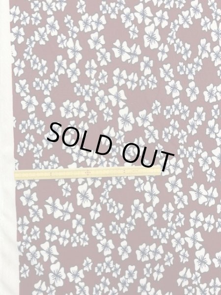 画像1: 生地：レトロ花柄ポリエステルニット（エンジ） (1)