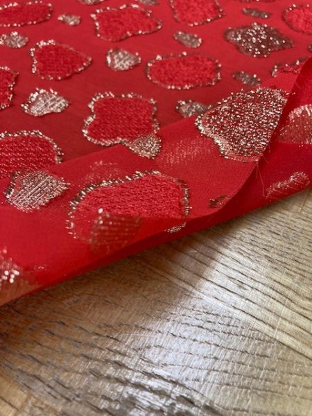 画像4: 生地:ポリエステルシフォン(赤/ゴールド) (4)