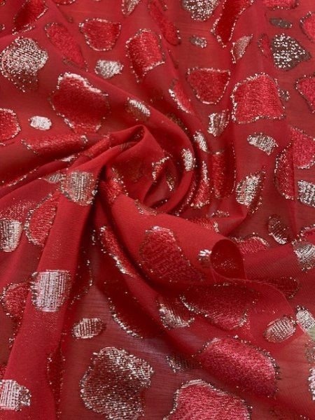 画像6: 生地:ポリエステルシフォン(赤/ゴールド) (6)