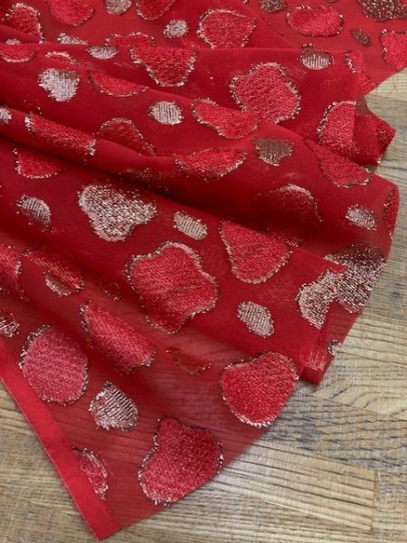 画像7: 生地:ポリエステルシフォン(赤/ゴールド) (7)