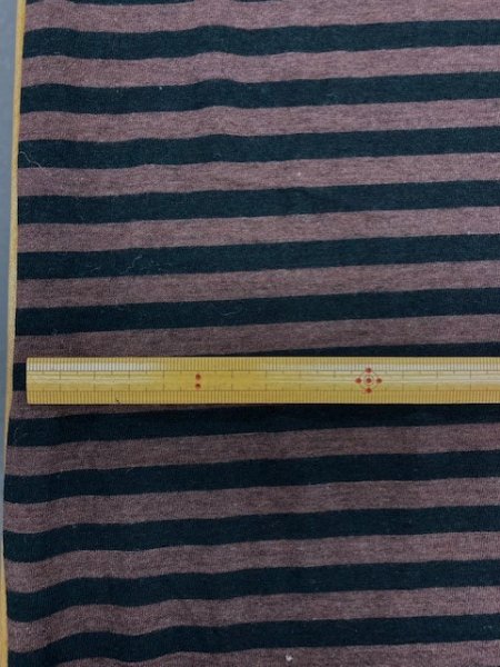 画像2: 生地:綿ボーダー天竺(茶/黒) (2)