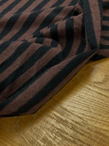 画像5: 生地:綿ボーダー天竺(茶/黒) (5)
