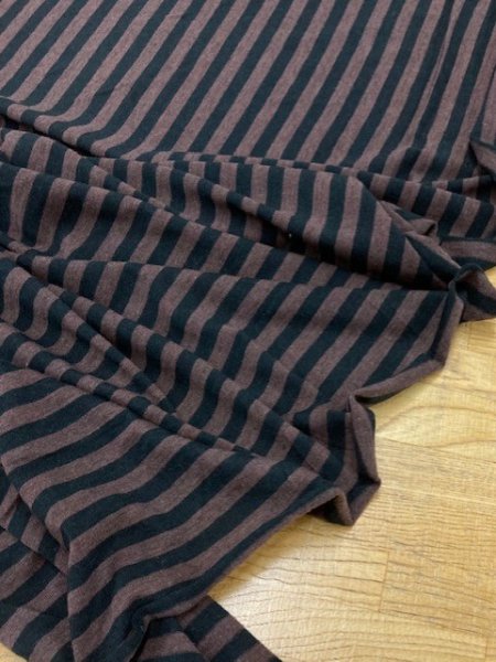 画像7: 生地:綿ボーダー天竺(茶/黒) (7)