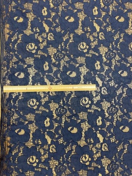 画像3: 生地:ポリ花柄レース(濃紺) (3)