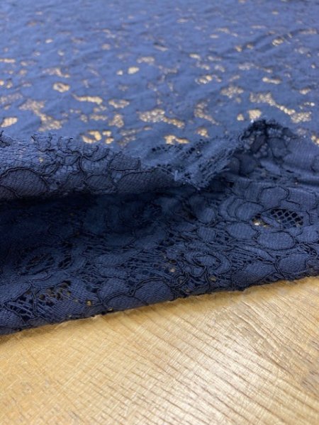 画像5: 生地:ポリ花柄レース(濃紺) (5)