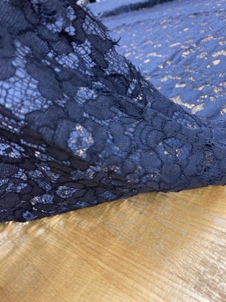 画像7: 生地:ポリ花柄レース(濃紺) (7)