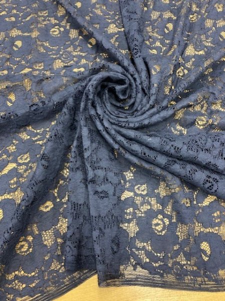 画像8: 生地:ポリ花柄レース(濃紺) (8)
