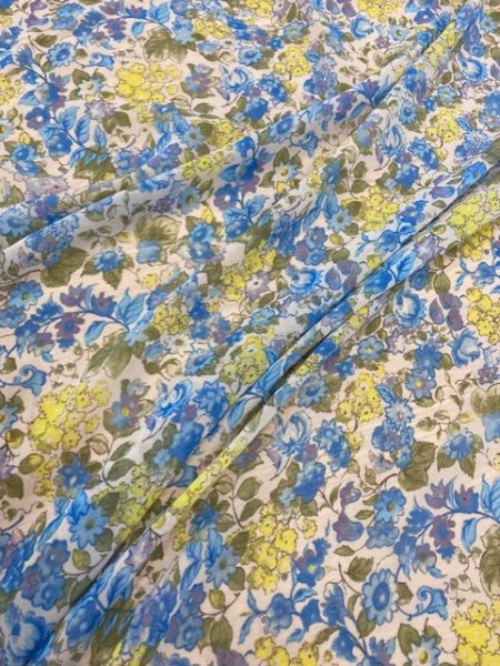 画像7: 生地：花柄ポリエステル（生成／ブルー） (7)