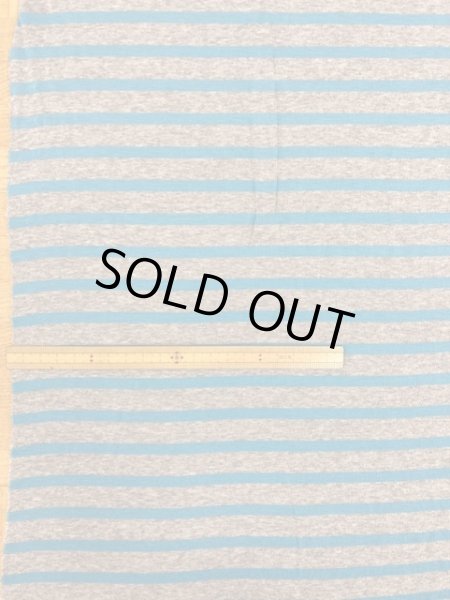 画像2: 生地:ボーダー柄フライスニット(グレー/水色) (2)