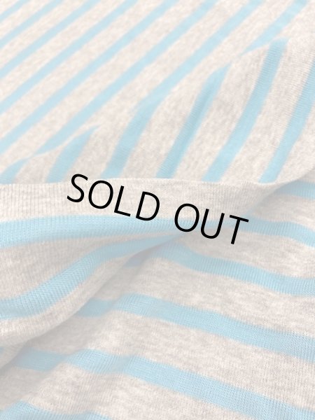 画像4: 生地:ボーダー柄フライスニット(グレー/水色) (4)