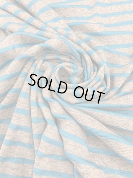 画像5: 生地:ボーダー柄フライスニット(グレー/水色) (5)