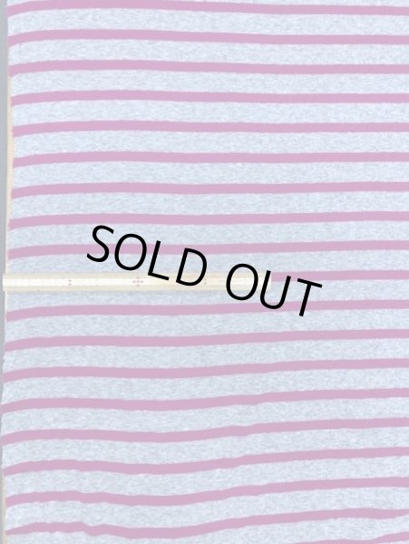 画像2: 生地:ボーダー柄フライスニット(グレー/紫) (2)