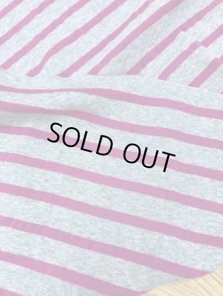 画像3: 生地:ボーダー柄フライスニット(グレー/紫) (3)