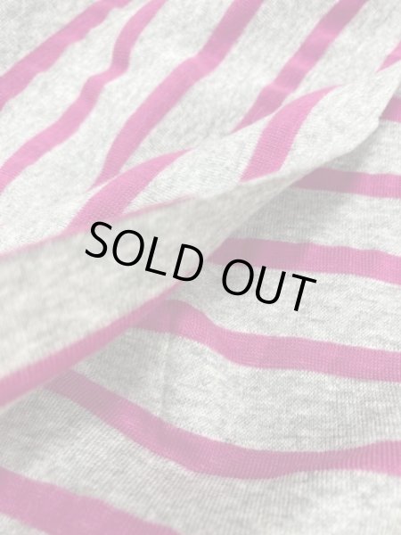 画像4: 生地:ボーダー柄フライスニット(グレー/紫) (4)