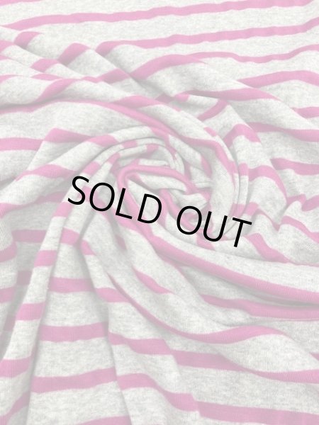 画像5: 生地:ボーダー柄フライスニット(グレー/紫) (5)