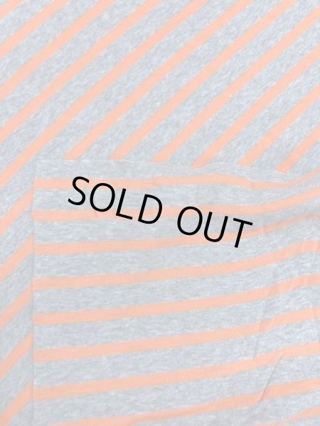 画像3: 生地:ボーダー柄フライスニット(グレー/オレンジ) (3)