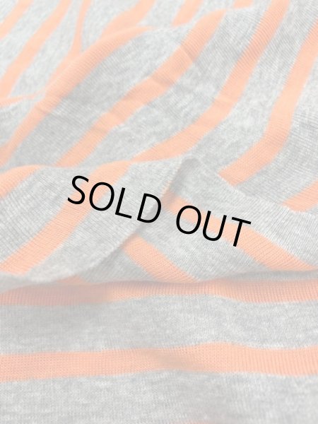 画像4: 生地:ボーダー柄フライスニット(グレー/オレンジ) (4)