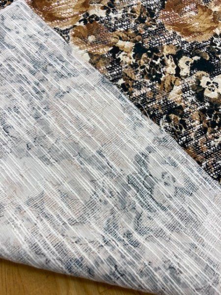 画像4: 生地:ゴブラン織り風花柄プリント(ベージュ) (4)