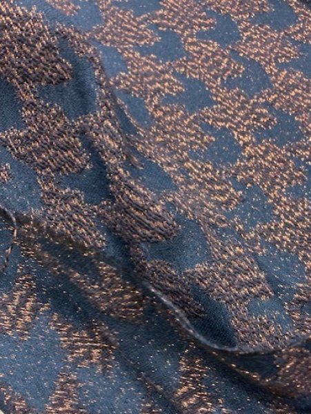 画像5: 生地:ラメ入り千鳥格子柄ポリ(オレンジ/黒) (5)