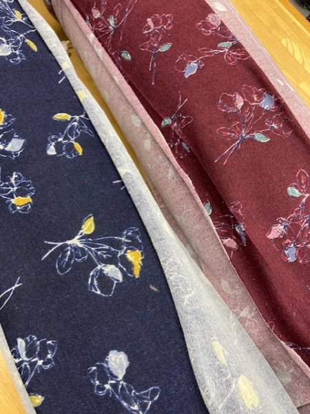 画像7: 生地:花柄ポリエステルニット95cmパネル(エンジ) (7)