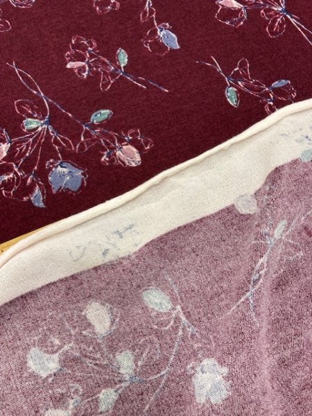 画像3: 生地:花柄ポリエステルニット95cmパネル(エンジ) (3)