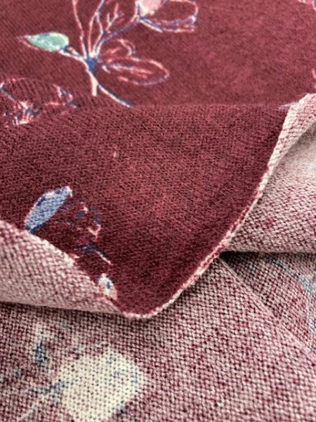 画像6: 生地:花柄ポリエステルニット95cmパネル(エンジ) (6)