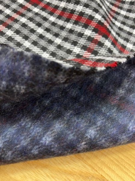 画像4: 生地:チェック柄裏起毛(グレー/赤) (4)