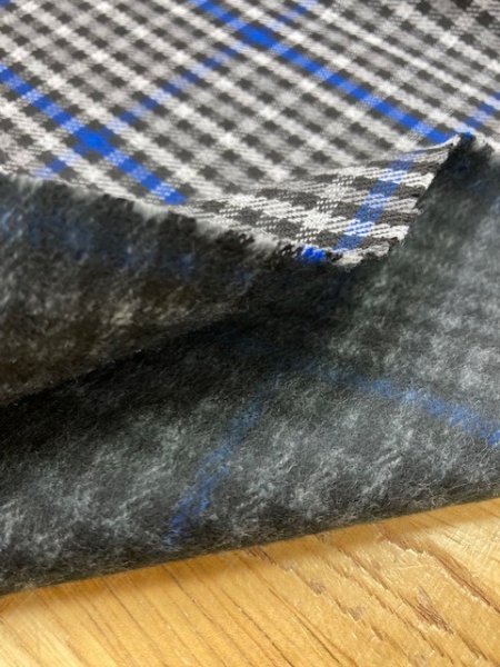 画像4: 生地:チェック柄裏起毛(グレー/青) (4)