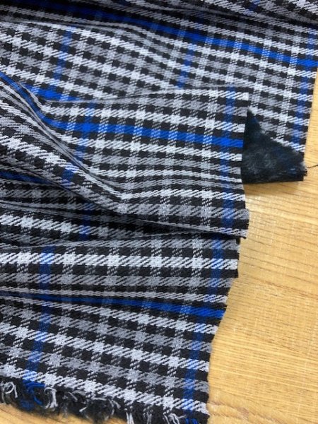 画像5: 生地:チェック柄裏起毛(グレー/青) (5)