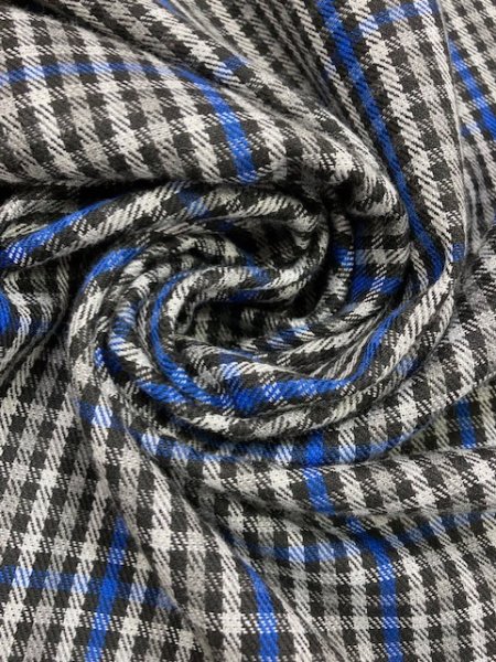 画像6: 生地:チェック柄裏起毛(グレー/青) (6)