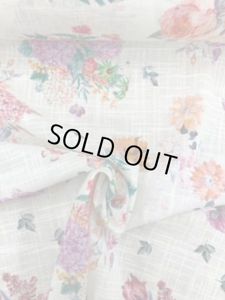 画像2: 生地:花柄綿麻プリント(クリーム) (2)