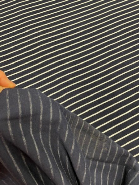 画像2: 生地:ボーダー柄綿パイル(紺) (2)