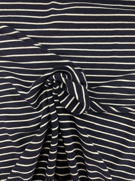 画像3: 生地:ボーダー柄綿パイル(紺) (3)