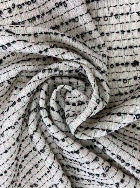 画像7: 生地:ポリ混リングヤーンツイード(白/黒) (7)