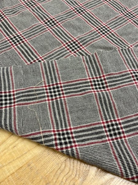 画像5: 生地:チェック柄ウールガーゼ(こげ茶/赤) (5)
