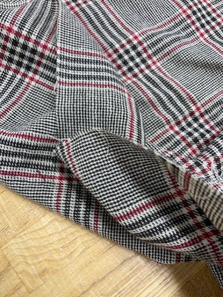 画像4: 生地:チェック柄ウールガーゼ(こげ茶/赤) (4)