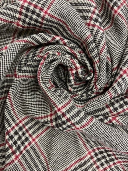 画像7: 生地:チェック柄ウールガーゼ(こげ茶/赤) (7)
