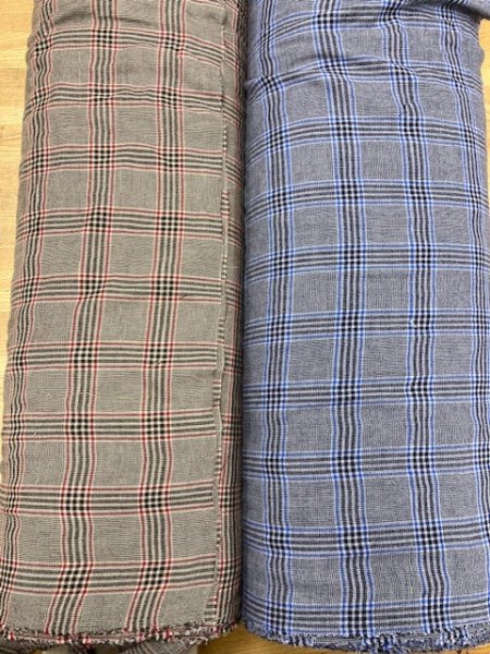 画像7: 生地:チェック柄ウールガーゼ(紺/青) (7)