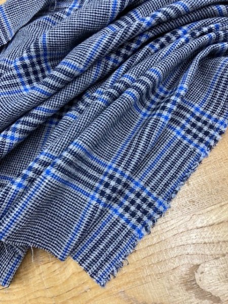 画像3: 生地:チェック柄ウールガーゼ(紺/青) (3)