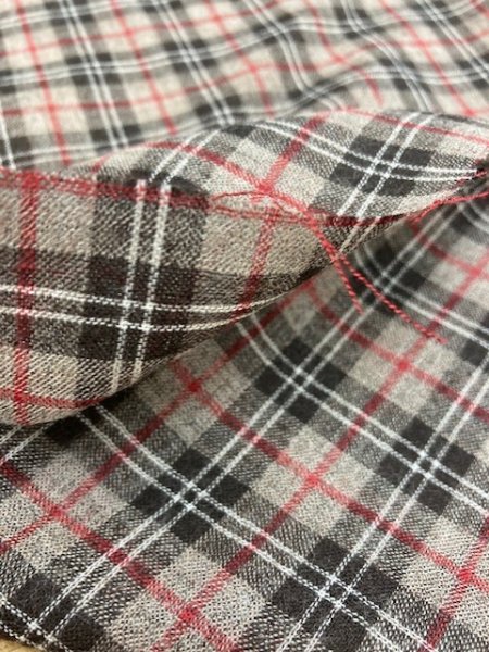 画像4: 生地:チェック柄ウールガーゼ(グレー系) (4)