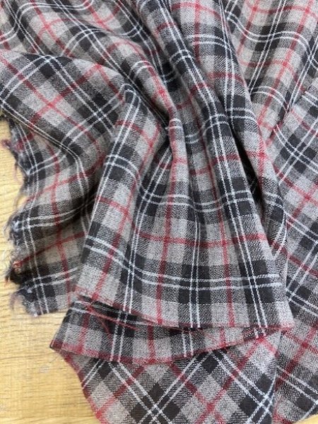 画像6: 生地:チェック柄ウールガーゼ(グレー系) (6)