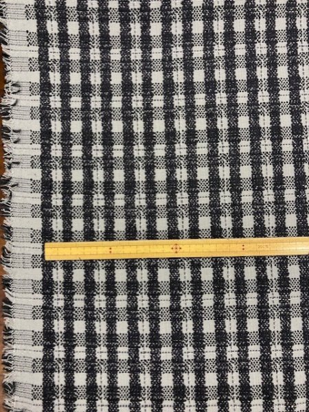 画像2: 生地：チェック柄ジャガード（グレー／紺） (2)