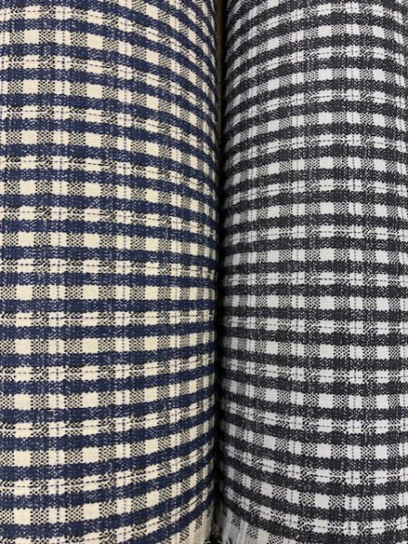 画像7: 生地：チェック柄ジャガード（ベージュ／紺） (7)