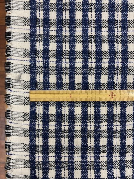 画像2: 生地：チェック柄ジャガード（ベージュ／紺） (2)