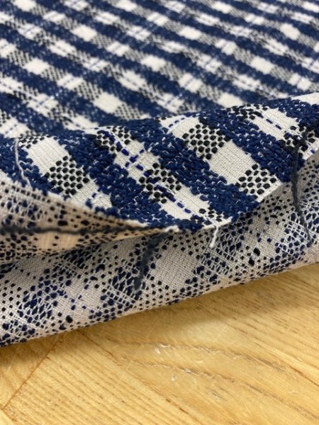 画像4: 生地：チェック柄ジャガード（ベージュ／紺） (4)