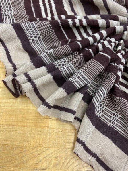 画像5: 生地:ボーダーウールニット(ベージュ/茶) (5)