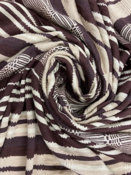 画像6: 生地:ボーダーウールニット(ベージュ/茶) (6)